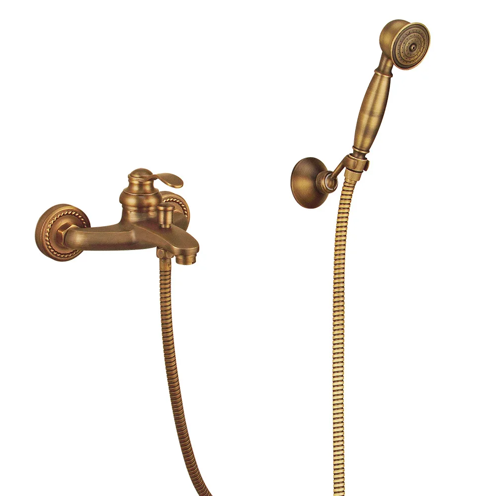 Смесители для ванны настенный античный душевой кран Набор Твердый латунный