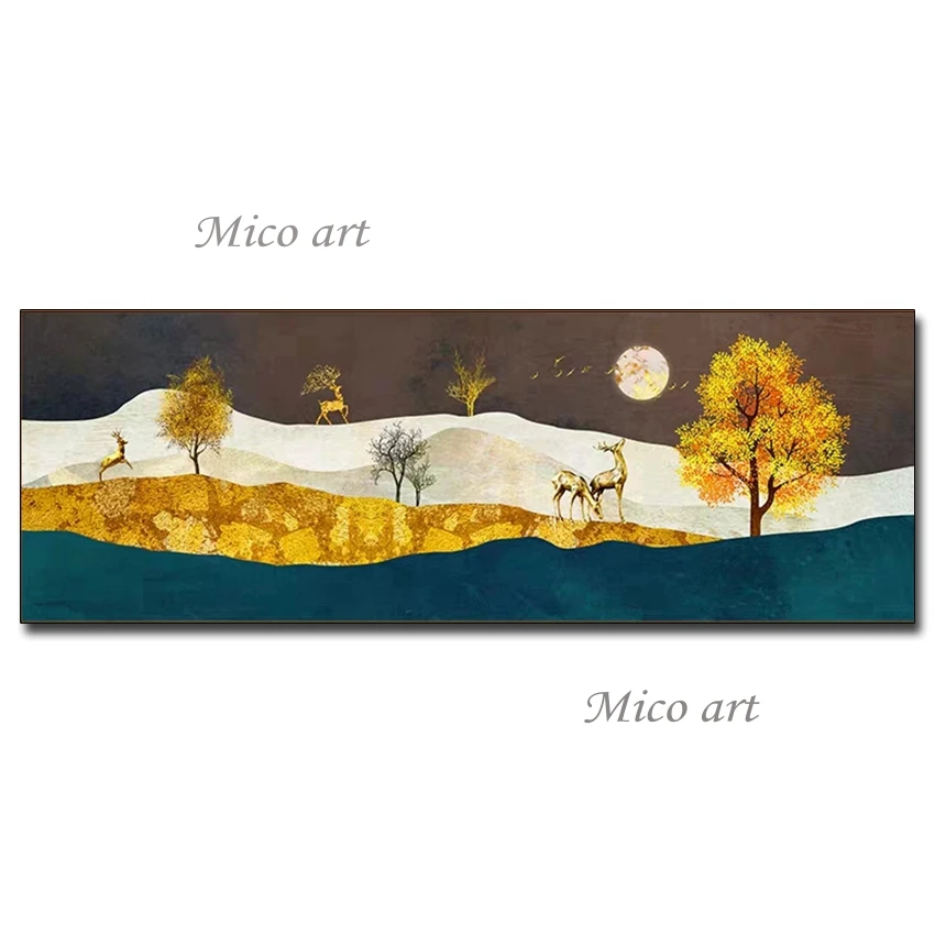 

Abstract Gold Foil Textured Design Oil Painting Pure Hand-painted Abstract Landscape Canvas Wall Art Paintings Living Room Decor