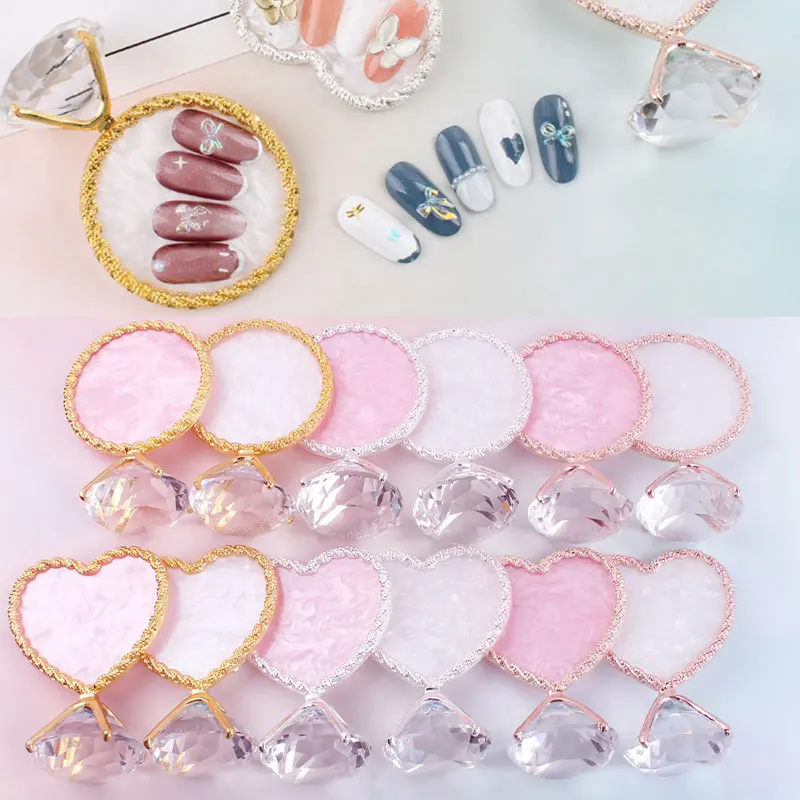 

1 PC Nail Art Agate Palette Fake Nail Display Tools Diamond Resin Plate Nail Polish Palettes DIY Art Manicure Accessories