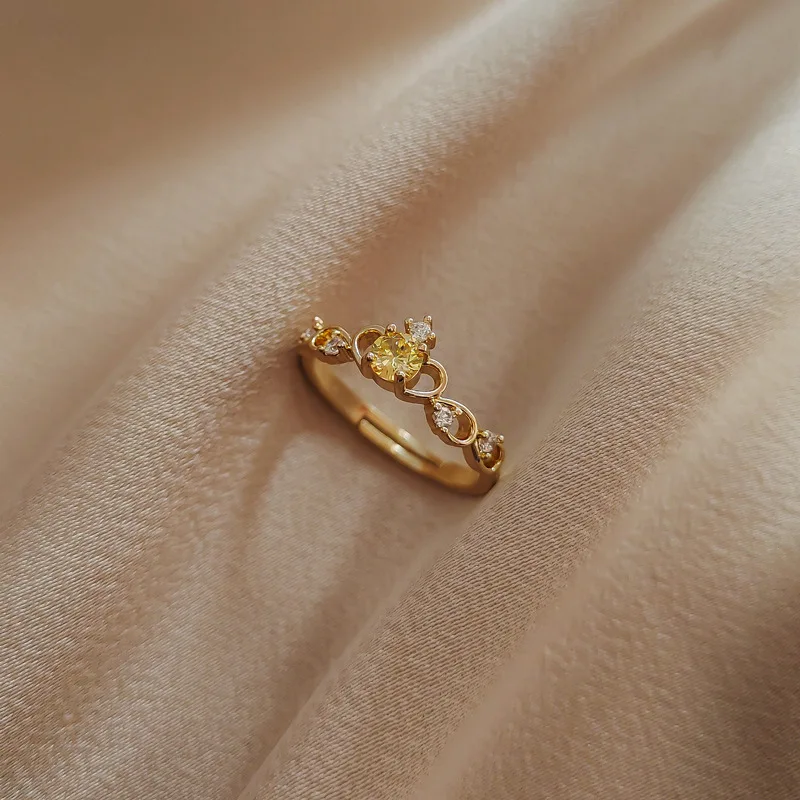 

Copper Small Rings For Women 2021 Trend Fashion jewelry Accessories Woman Crystal Zircon Ring Resizable Gold Color Simple Style