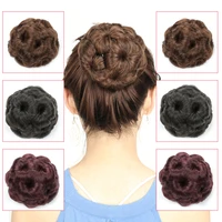 synthetic curly chignon bun hairpiece for women 9 flowers roller clip in fake hair accessories high temperature fiber headwear
