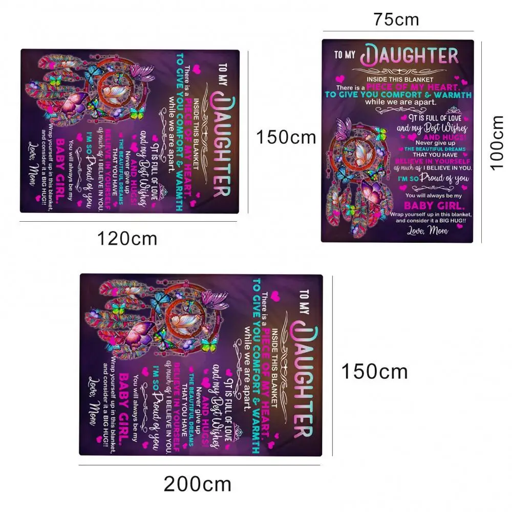 

Warm Rectangle Purple To My Daughter Family Love Quote Flannel Blanket for Home