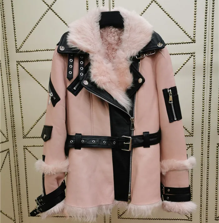 Роскошная женская зимняя Двусторонняя Меховая куртка с подкладкой из овечьей