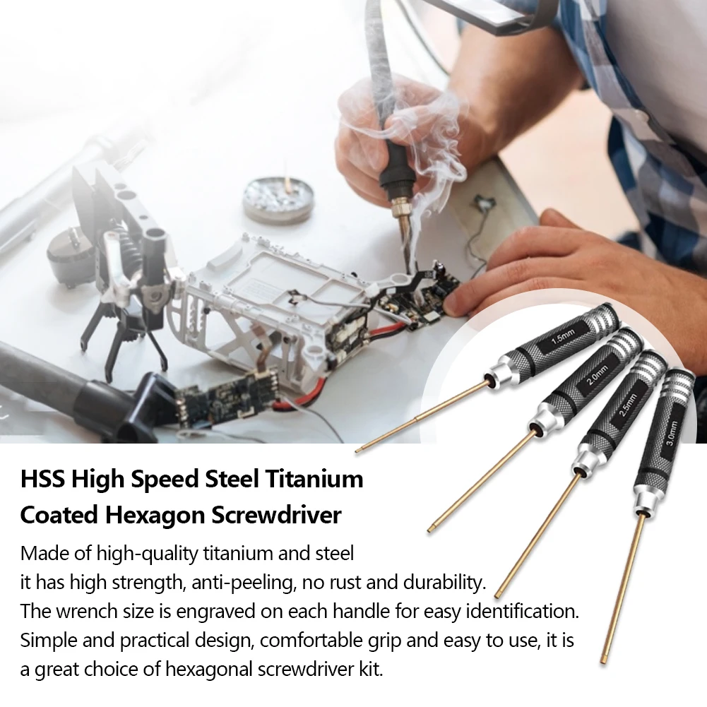 

1.5/2.0/2.5/3.0MM Hex Screwdriver Titanium Plating Repair Tool Hand Tools Screw Driver For Helicopter Airplane Car Toys Models