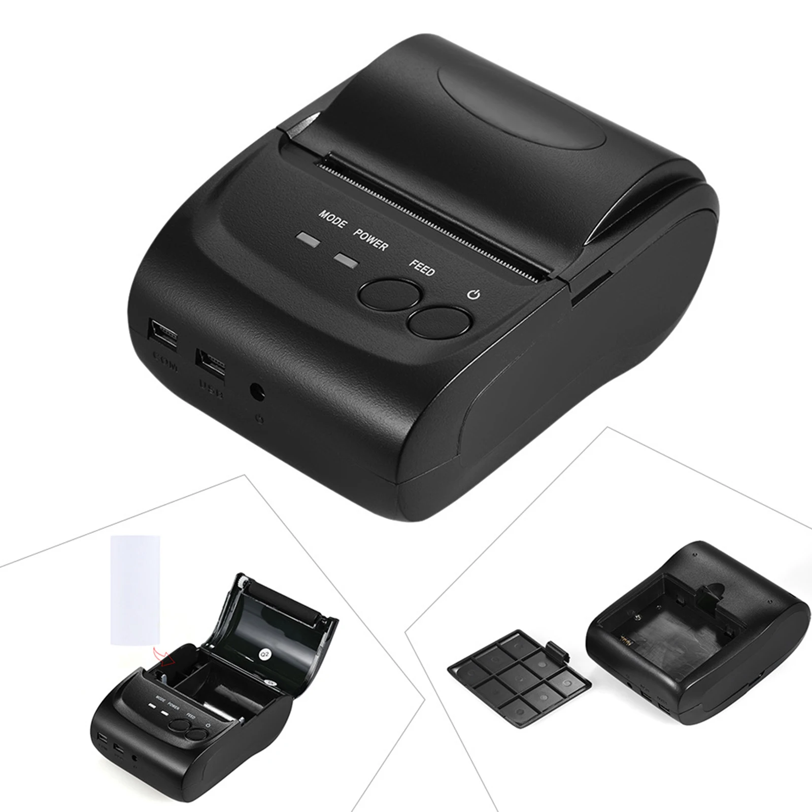 

Mini Bluetooth Printer 58mm Bluetooth 4.0 USB Receipt Printer for iOS Android Best Price