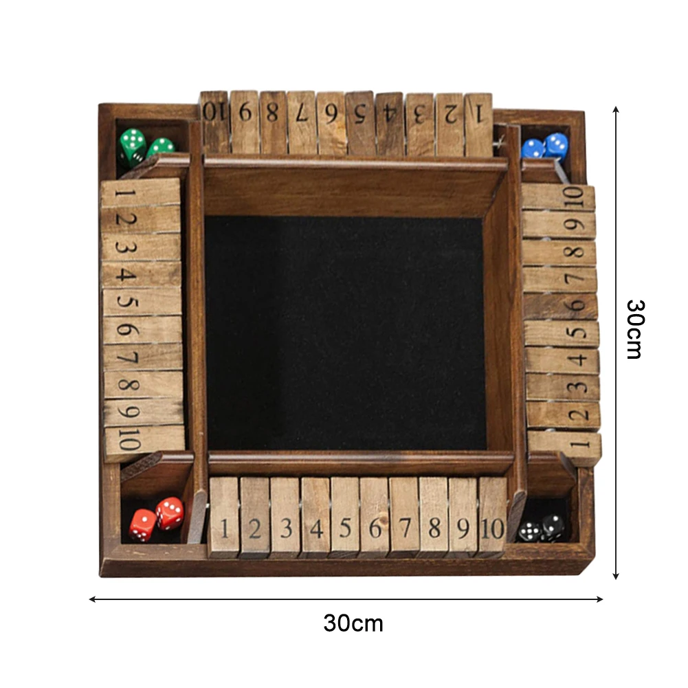 

4 Sided 10 Numbers Shut The Box Board Game Set Kids Parent-child Interaction Toys Dice Party Games for Adults Kids