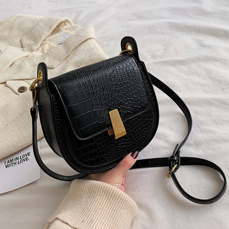 Женская сумка седло из искусственной кожи с узором под камень 2020 мини мессенджер