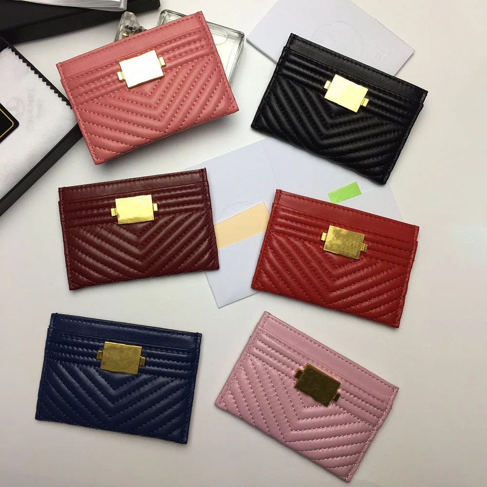 

Fast Welivery Luxury High Quality Leather Card Case Diamond Pattern Unisex Wallet Caviar Sheepskin Coin Purse Classic