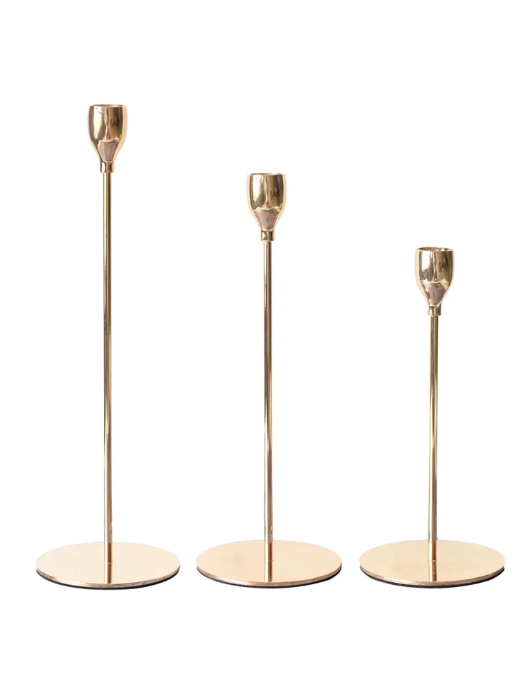 Чугунный подсвечник металлический золотой с одной головкой высокие подсвечники