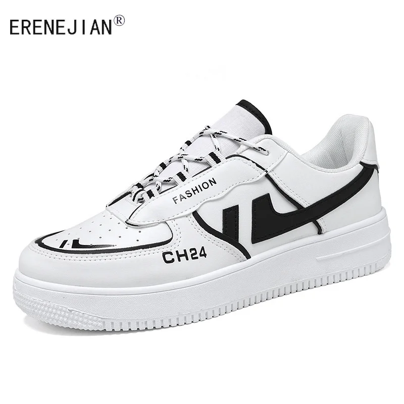

ERENEJIAN Men's Reflective Sneakers Fashion White Shoes For Male Casual Flats Footwear Trendy Lace Up