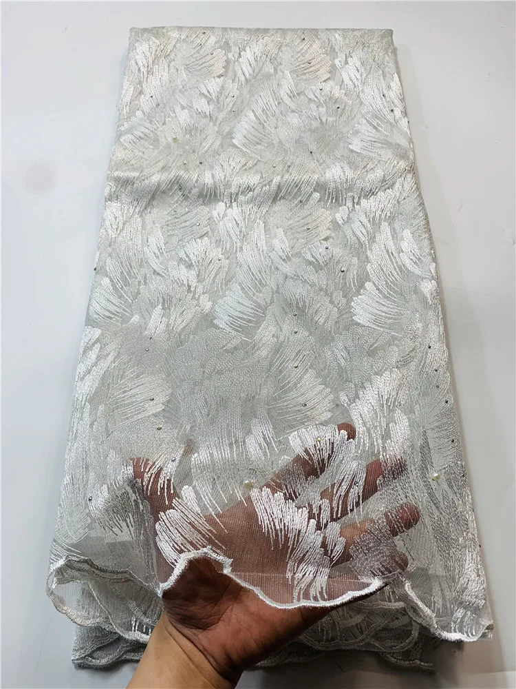 Африканский по низкой цене кружевная ткань высокого качества с белым кружевом