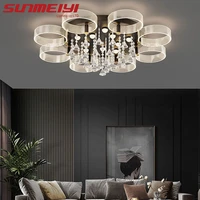 crystal ceiling lights led living room lamp for bedroom dining room nordic design acrylic ceiling lamp black color plafonniers
