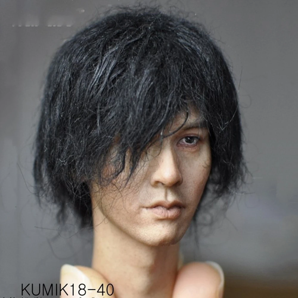 

KUMIK 1/6 Scale Male 18-40 Paste Head Sculpt PVC Plant Hair Head Carved Model for 12" Man Action Figure Body In Stock