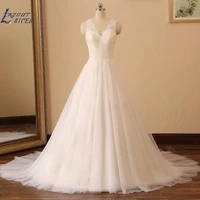 yqs027 vestido de noiva v neck lace fashion wedding dress bridal gown zipper a line wedding gown custom made