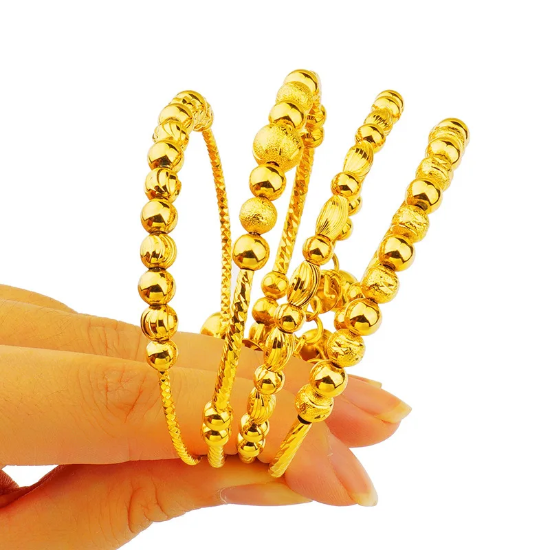 Настоящее золото 24K ювелирные индийские браслеты шар Африканский Золотой цвет