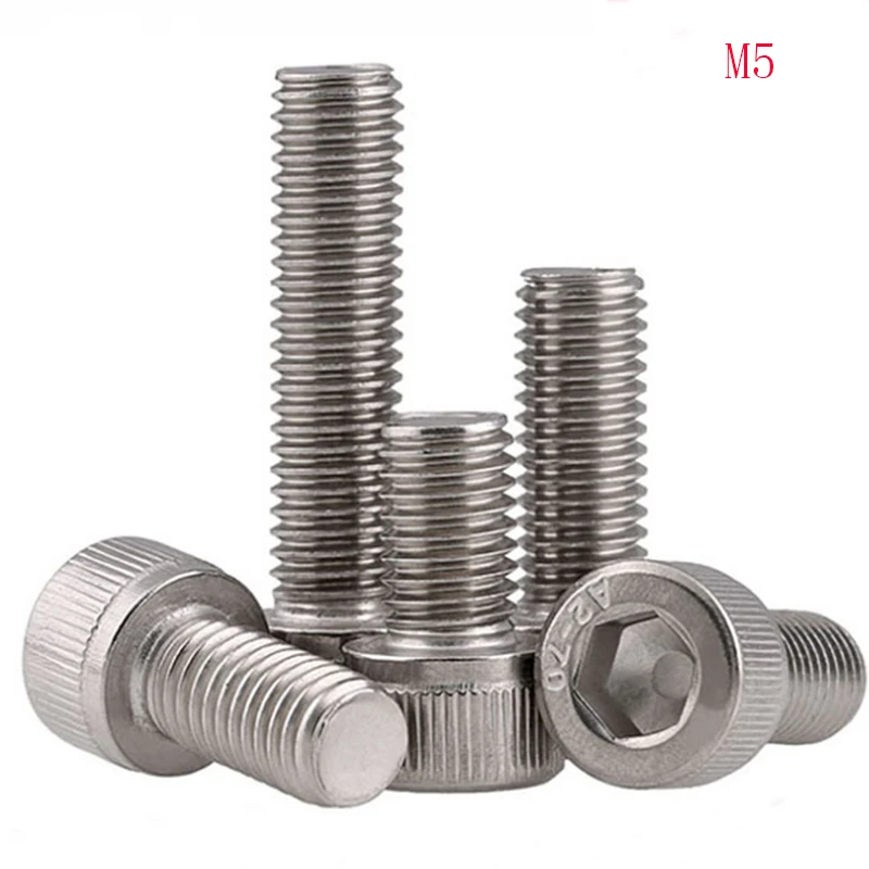 

200PCS/Lot M5 DIN912 304 stainless steel Six angle screw bolts the head of six angle screw