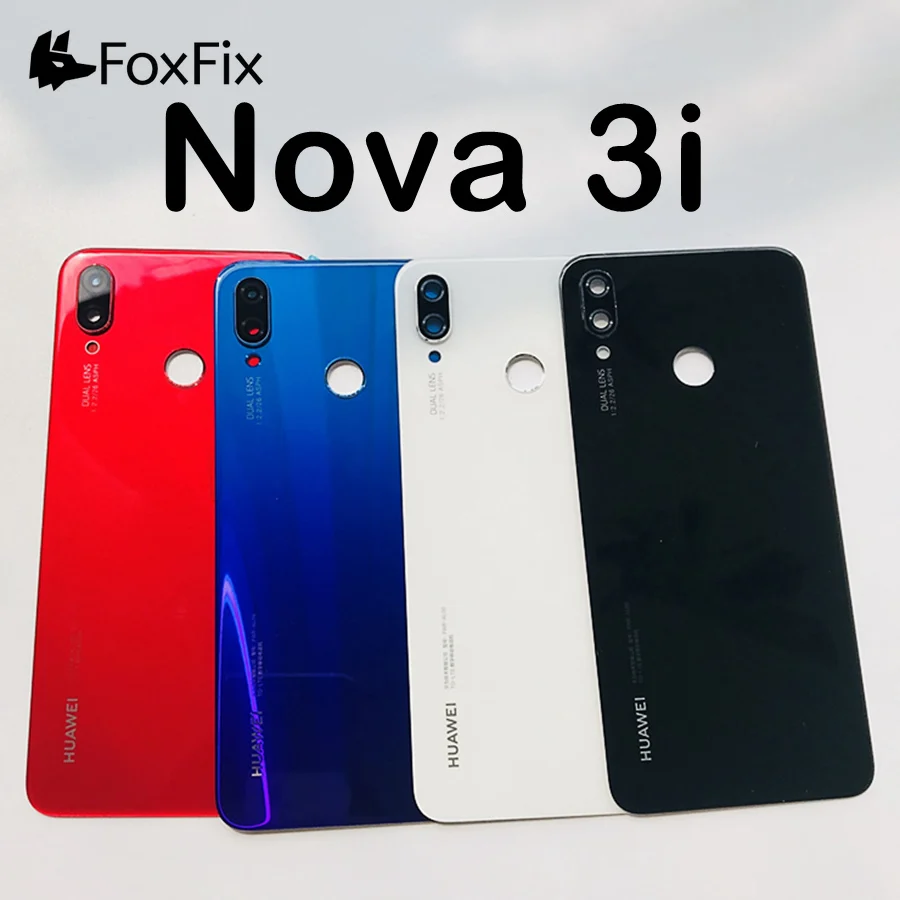 Крышка батареи для huawei Nova 3 Задняя стеклянная задняя дверь корпус чехол для huawei Nova 3i крышка батареи с объективом камеры Замена