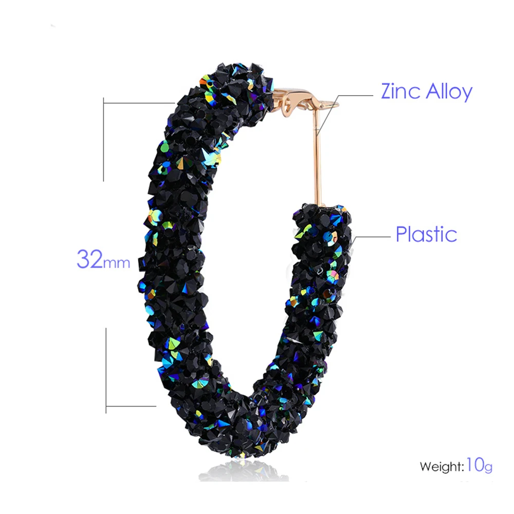 Mossovy синие круглые серьги гвоздики для женщин большие блестящие стразы модное