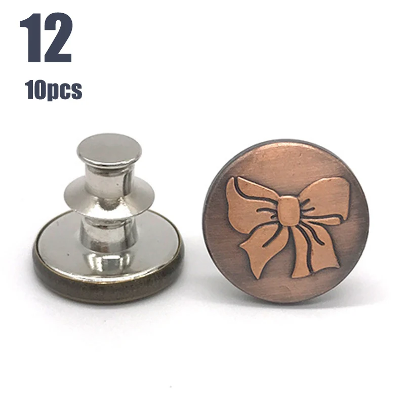 

10pcs Retractable Jeans Button Adjustable Removable Stapleless Metal Button Zinc Alloy Round TC21