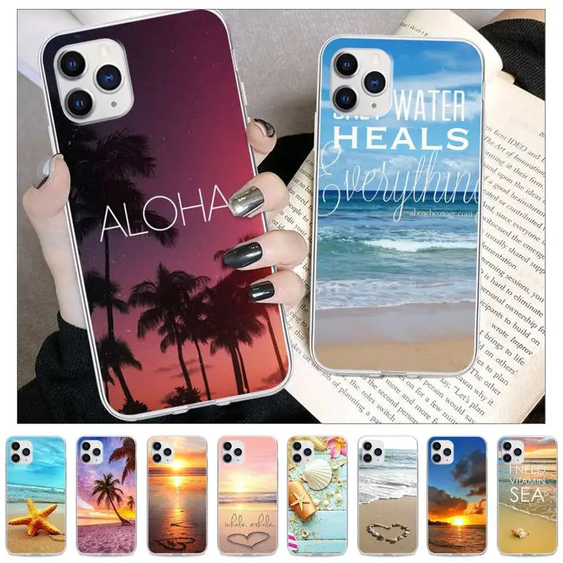 

Sunset Beach Sea Transparent Phone Cover For IPhone 12 11 Pro Max Xs X Xr 7 8 6 6s Plus 5 5s Se 2020 Clear Case
