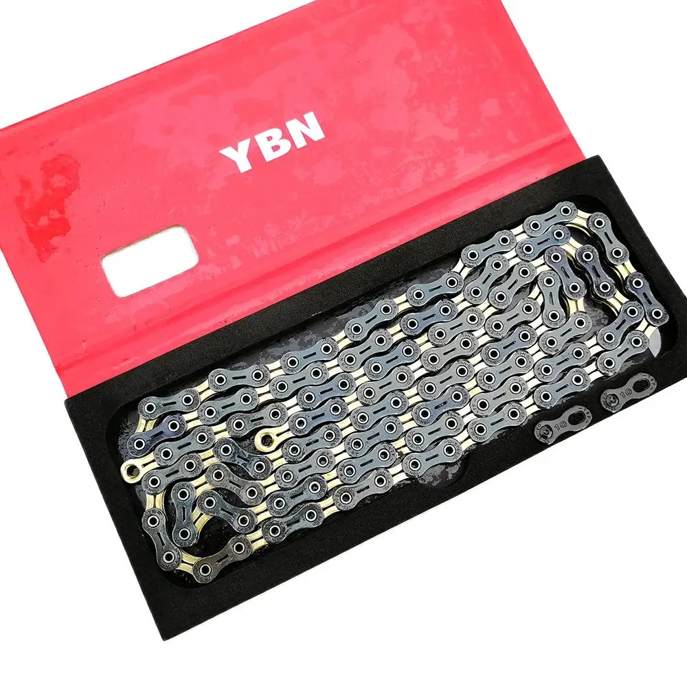 Велосипедная Цепь YBN Ультралегкая черная/Золотая ажурная 11 скоростная цепь MTB