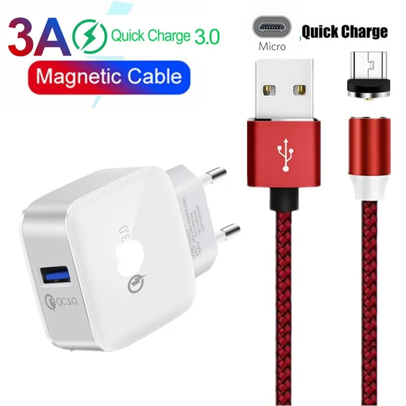 Магнитный кабель Micro USB 1 м для Nokia 4 2 3 plus 5 6 110 105 220 QC 0|Зарядные устройства телефонов|