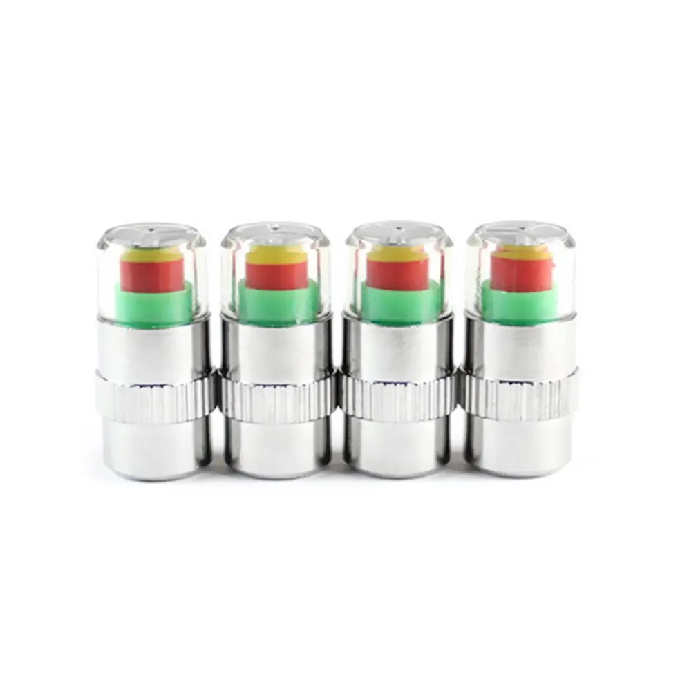

4pcs/set Car Tire Pressure Monitor Valve Stem Caps Air Alert Tire Valve Cap Pressure Sensor Monitor Light Cap Indicator