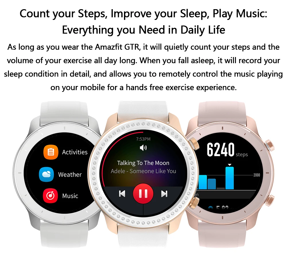 Глобальная версия Xiaomi Amazfit GTR Смарт-часы 42 мм 5 АТМ 24 дня батарея gps и ГЛОНАСС Xiaomi Смарт-часы для женщин Xiaomi часы для мужчин