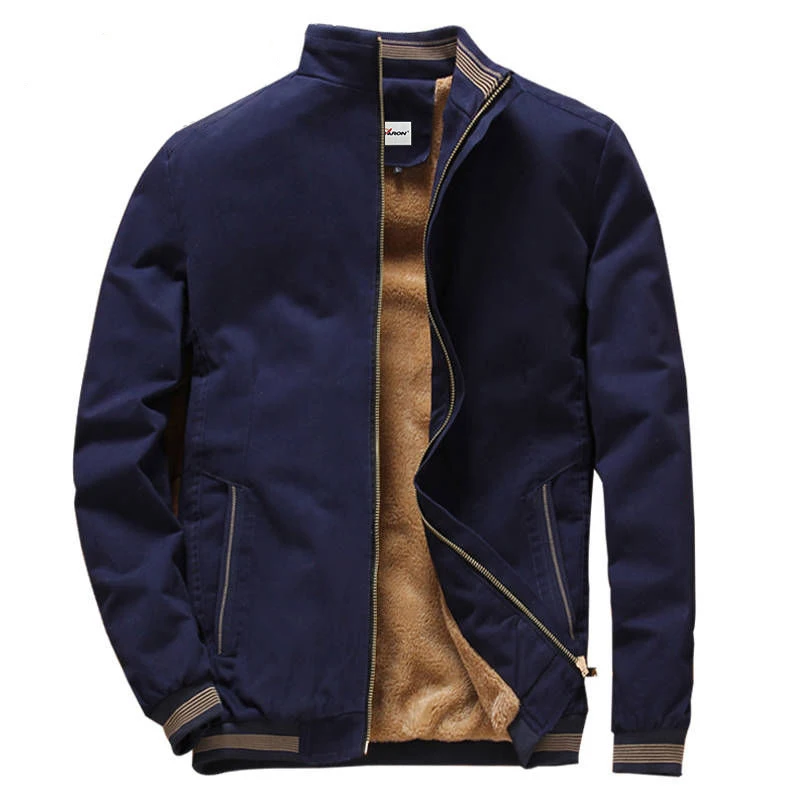 

Мужская зимняя куртка с флисовой подкладкой, Осеннее теплое Мужское пальто, топы из чистого хлопка, куртка-бомбер, Мужская одежда для молоды...