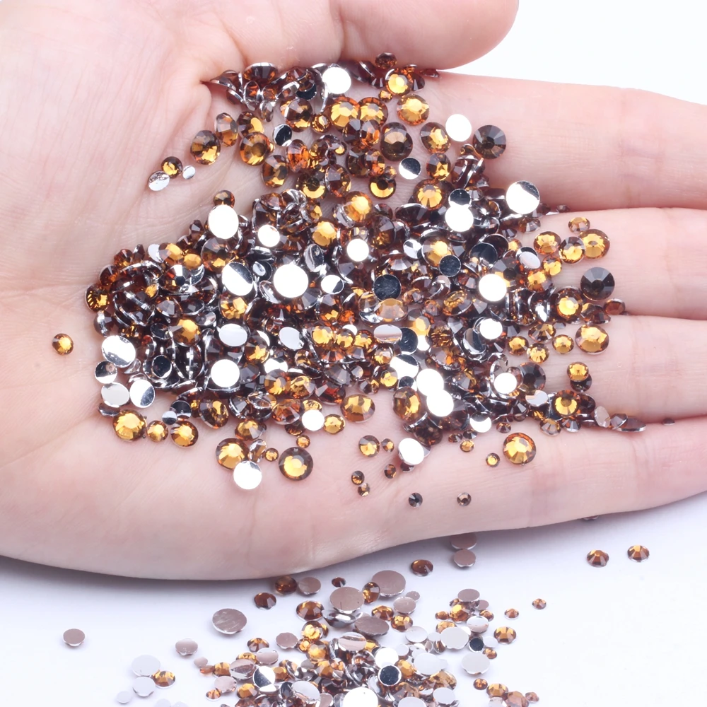 

Glitter Pale Coffee Resin Rhinestones 2-6mm Round Flatback Non Hotfix Stones Use Glue DIY 3D Nails Art Phone Decorations