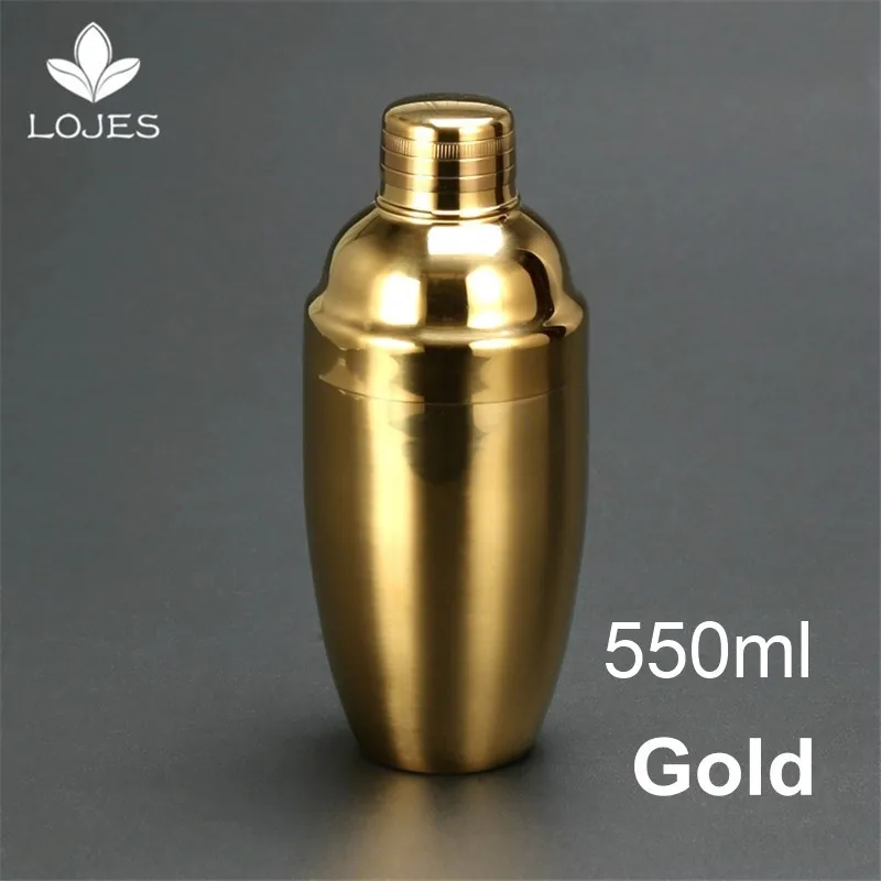 gold plated Горячая Распродажа, барная посуда, шейкер для коктейлей, Делюкс, 550 мл, нержавеющая сталь, бар, вино, Мартини, напиток, миксер, вечерние, бармен, инструмент - Цвет: gold plated