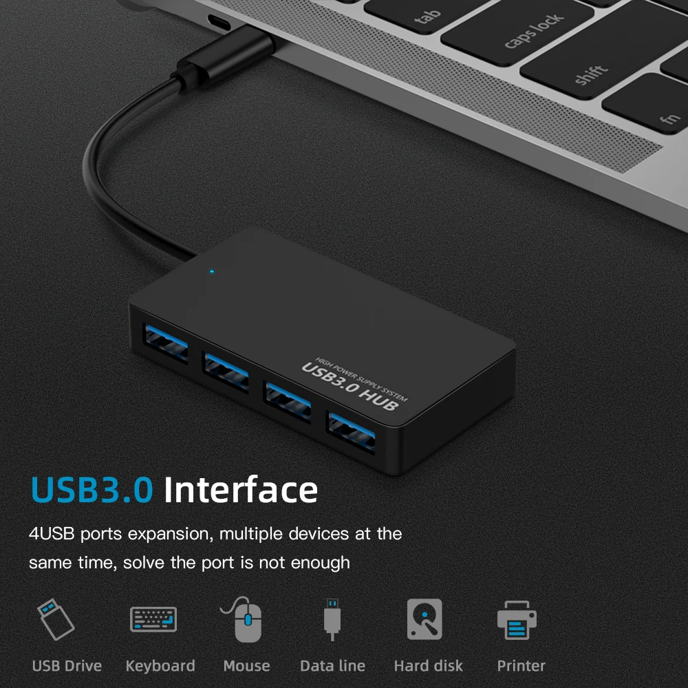 4 порта USB 3 0 концентратор 5 Гбит/с Супер Скоростной сплиттер адаптер кабель синий