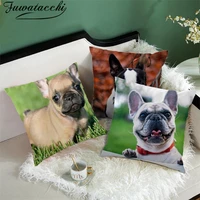 fuwatacchi cute dog print cushion cover animal photo pillow cover for sofa home living room french bulldog decorative pillowcase