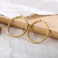 fashion stainless steel hoop earrings for women gold luxury rhinestone jewelry party gift