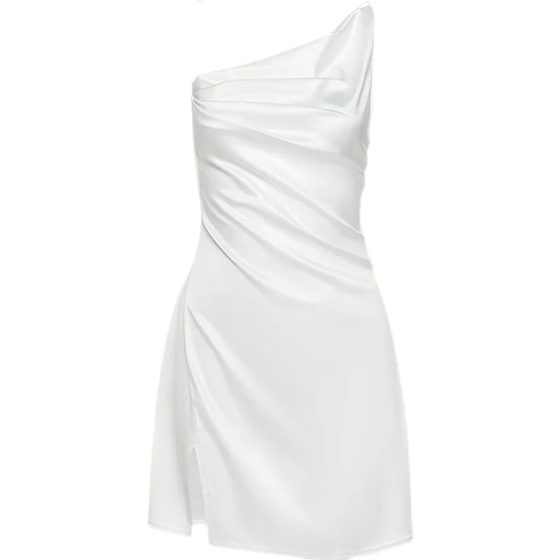 

kywommnz 2021 Summer Women Temperament Thin, Irregular Backless Suspender Skirt, Sense Of Self-cultivation, Slit Dress E1467