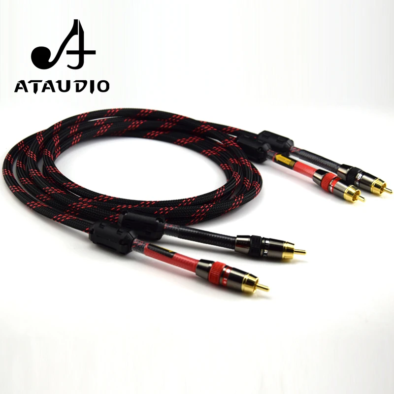 Кабель ATAUDO Hi-Fi 4N OFC 2RCA Hi-end, штекер-штекер, усилитель DVD-плеера, соединительный аудиокабель RCA DAC E30 A90