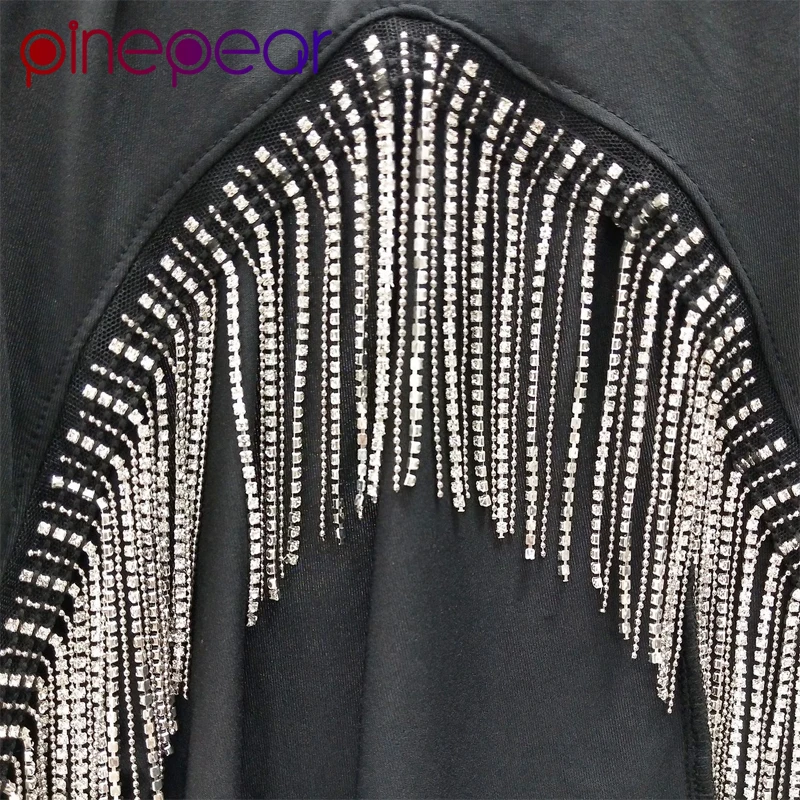 

PinePear Diamond Tassel Party Dresses Women 2020 Christmas Red Sexy High Slit Bodycon Long Maxi Dress Club Wear Drop Shipping