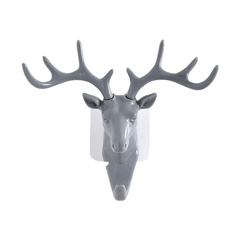 Черный Олень головы самоклеющиеся ключ крюк пальто шляпа Вешалка стойки