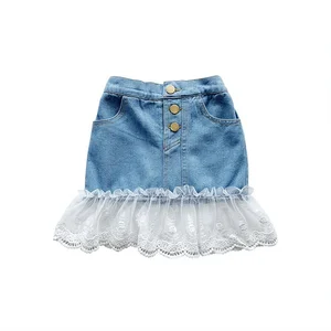 Girl skirt baby girl clothes summer cute children denim skirt Modis button jeans skirt skirt culottes short girl