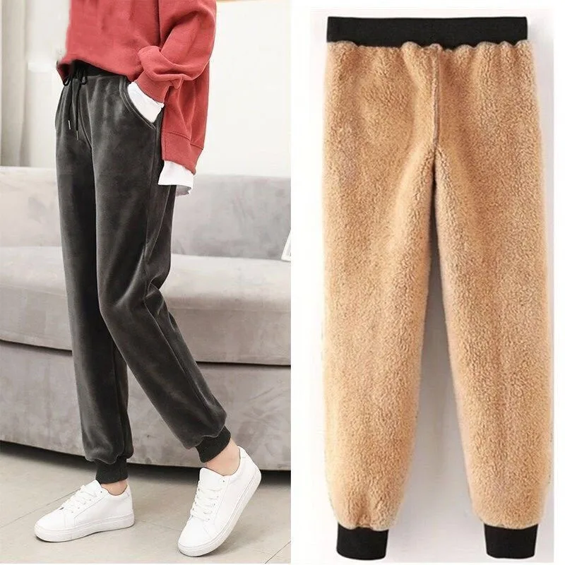2022 Autumn Winter Harem Warm Pants Women's Thick Velvet Casual Pants Women Loose Winter Causal Women Trousers M-XL