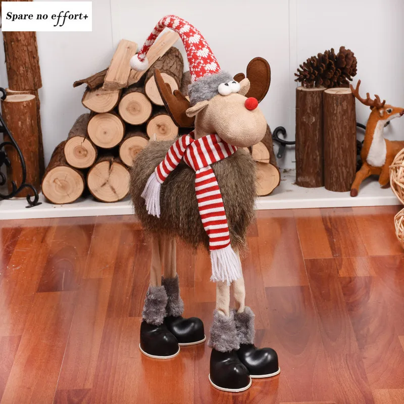 Christmas Eve Decoration Standing Gray and White Elk Plush Simulation Deer Exquisite Family Gift | Дом и сад