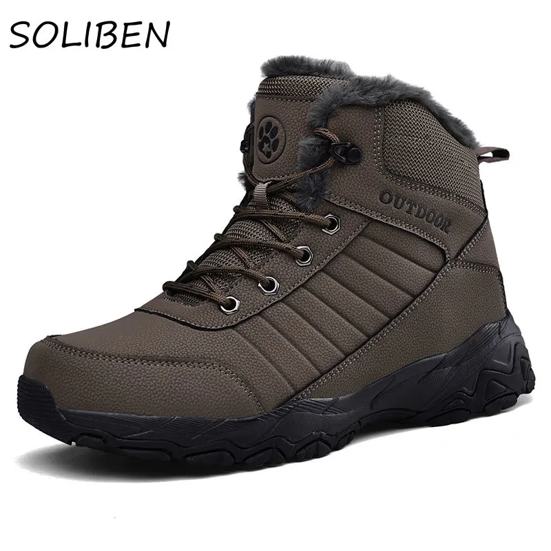 

SOLIBEN Men Boots Men's Winter Shoes Fashion Snow Boots Shoes Winter Sneakers Ankle Men Shoes Winter Boots Outdoor Hiking Shoes