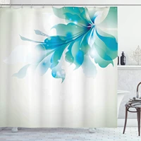 abstract floral shower curtains blue shades ombre flowers artwork cloth fabric bathroom decor set with hooks eggshell turquoise