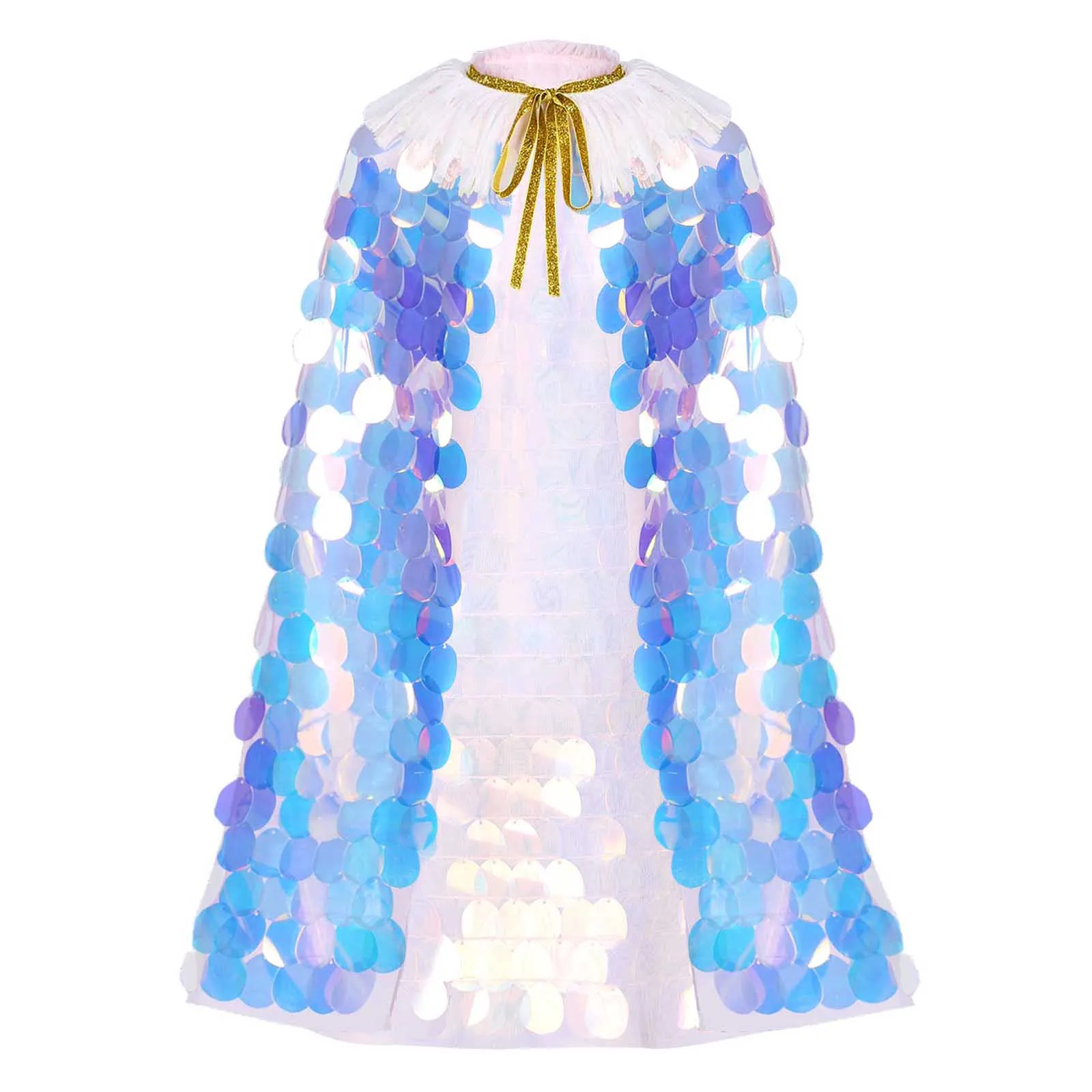 

Girl Mermaid Sequins Cloak Glistening Princess Cape Colorful Sequined Cloak Girl Halloween Christmas Fancy Fairy Cosplay Costume