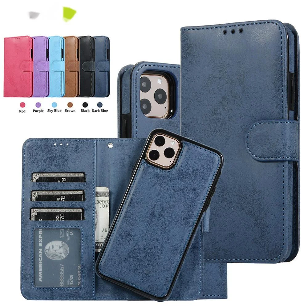 

Removable luxury leather case for iPhone se 2020, 12, 13 mini, 11 pro, XR, XS max, 6, 6S, 7, 8 plus, 5 5S, with cover, for card
