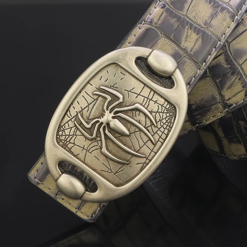 

Vintage Spider Slide Buckle Belt Men's High Quality Designer Luxury Leather Belt Casual Young Men Ceinture Homme
