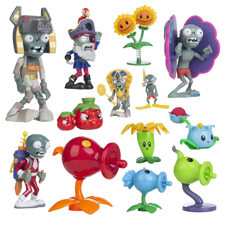 Obstacle Pirate Zombie Peashooter Hard Glue Soft Rubber Action Figure Model Battle Game Gift