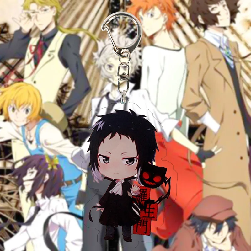 

2020 New Anime Stray Dogs Acrylic Double Layer Pendant Keychain Cute Key Chain Cartoon Fans Gift