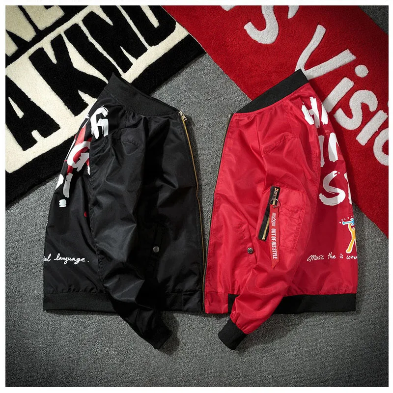 Куртка мужская уличная в стиле хип хоп Повседневная Свободная верхняя одежда с принтом SHAKE THINGS UP и граффити