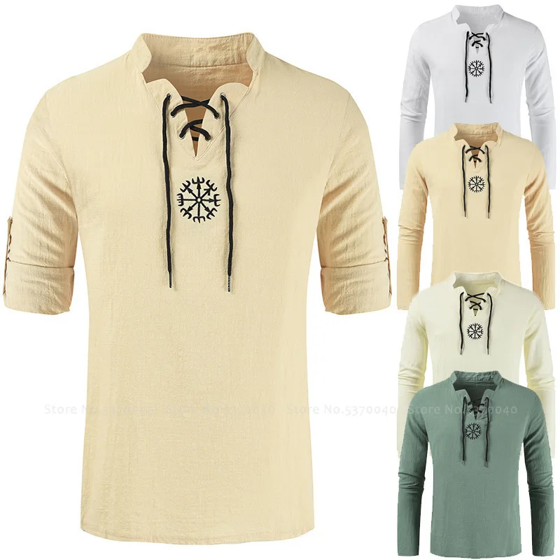 Мужская Готическая футболка с длинным рукавом средневековая викинговая